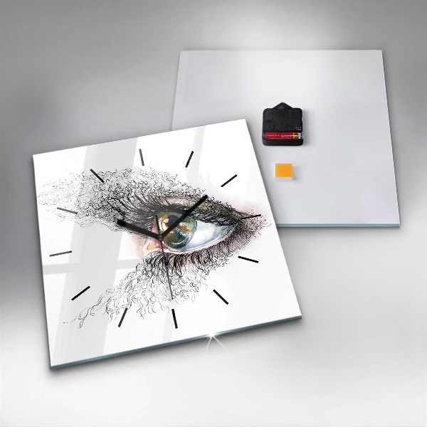 Square wall clock Drawing of a human eye