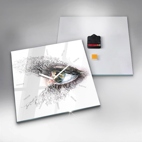 Square wall clock Drawing of a human eye