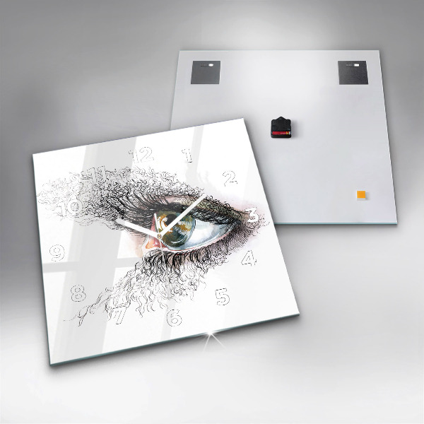 Square wall clock Drawing of a human eye