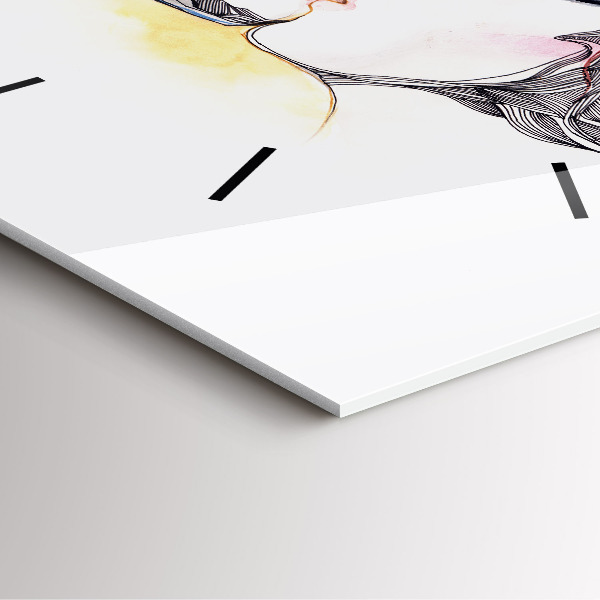Square wall clock Love kiss drawing