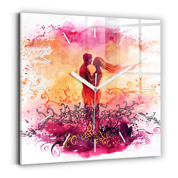 Square wall clock Watercolor couple in love