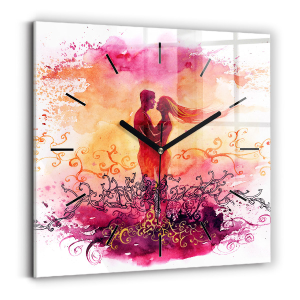 Square wall clock Watercolor couple in love