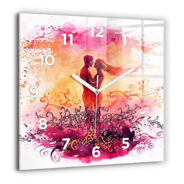 Square wall clock Watercolor couple in love