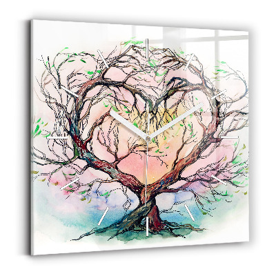 Square wall clock Tree the heart of nature