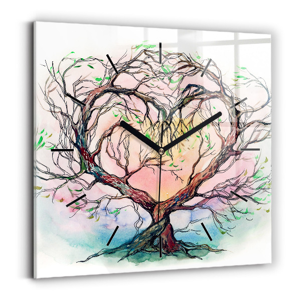 Square wall clock Tree the heart of nature