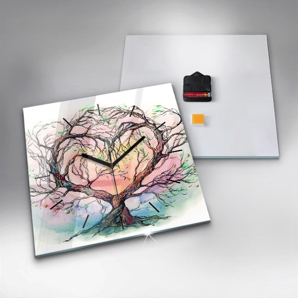 Square wall clock Tree the heart of nature
