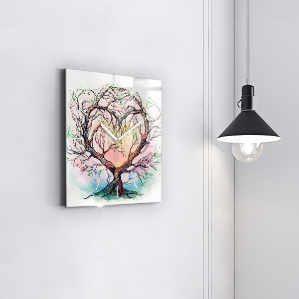 Square wall clock Tree the heart of nature
