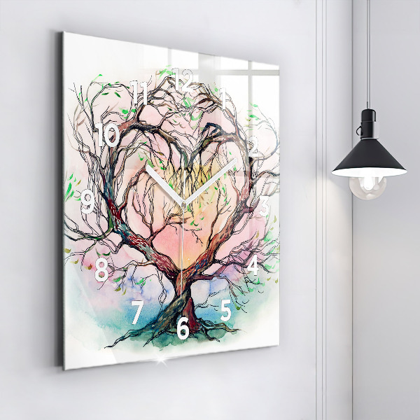 Square wall clock Tree the heart of nature