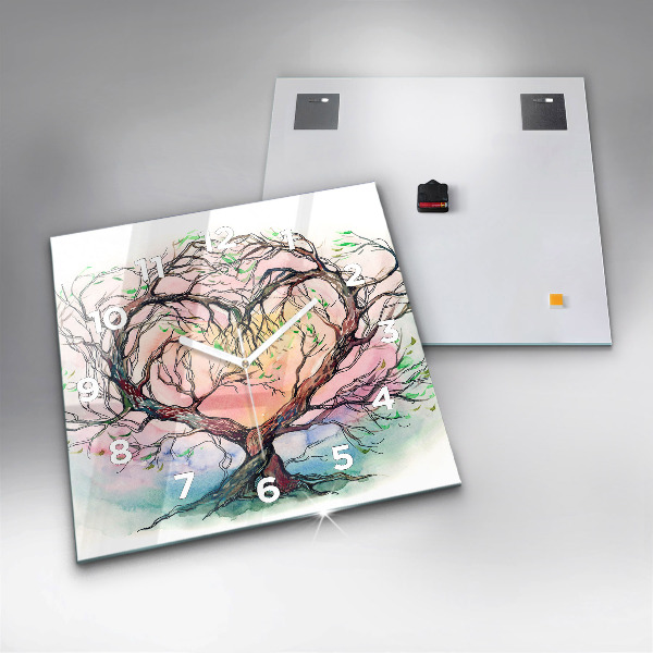 Square wall clock Tree the heart of nature