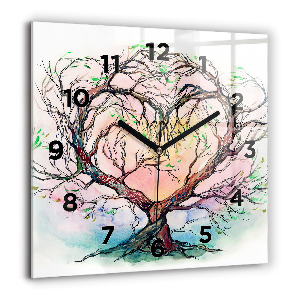 Square wall clock Tree the heart of nature