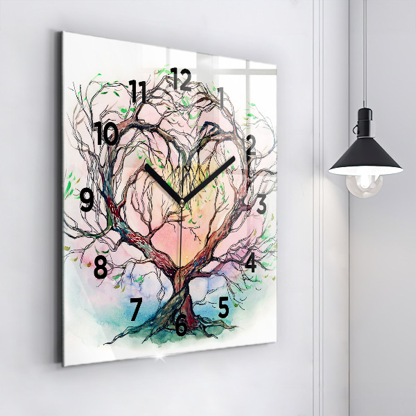 Square wall clock Tree the heart of nature