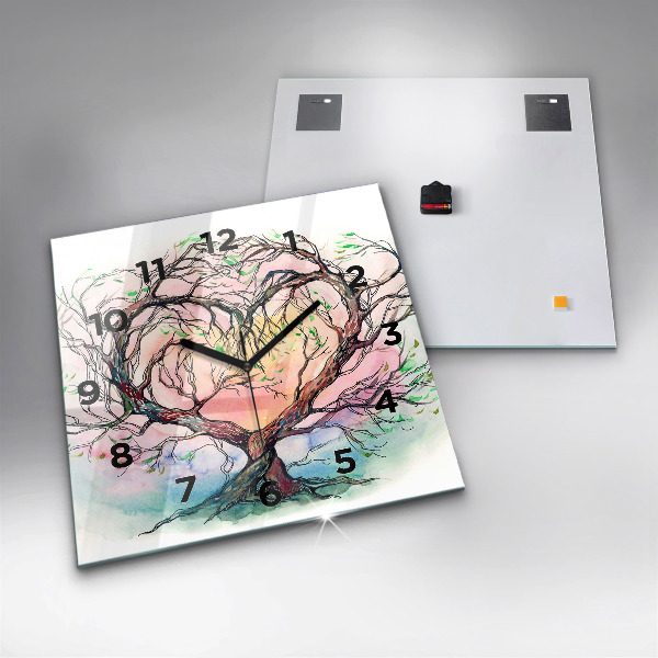 Square wall clock Tree the heart of nature