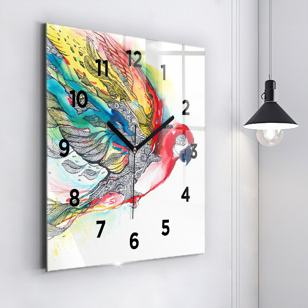 Square wall clock Colorful Parrot in Flight