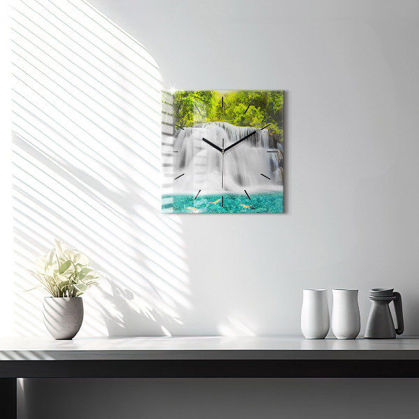 Square wall clock Waterfall in Thailand