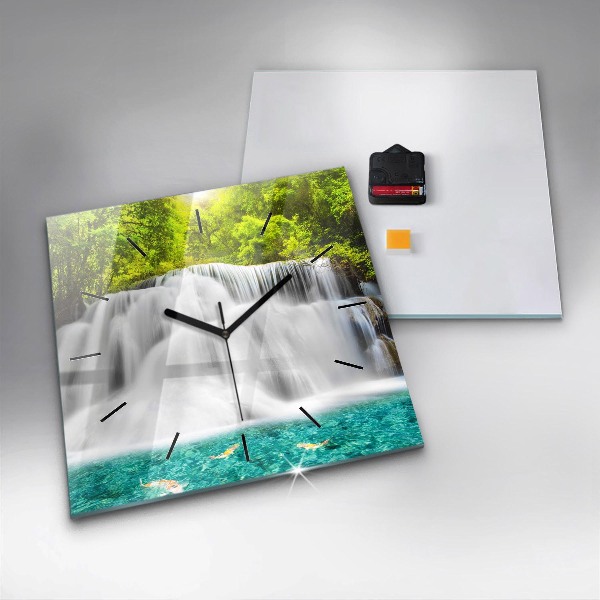 Square wall clock Waterfall in Thailand