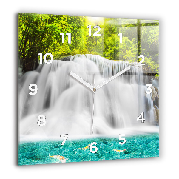 Square wall clock Waterfall in Thailand