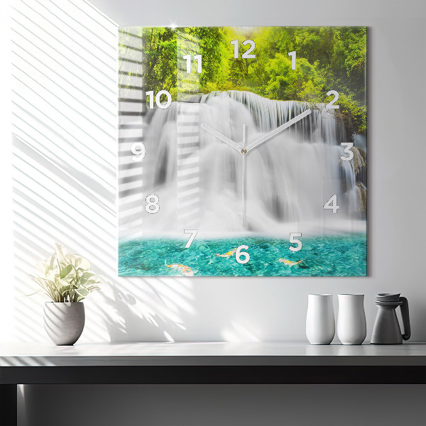 Square wall clock Waterfall in Thailand