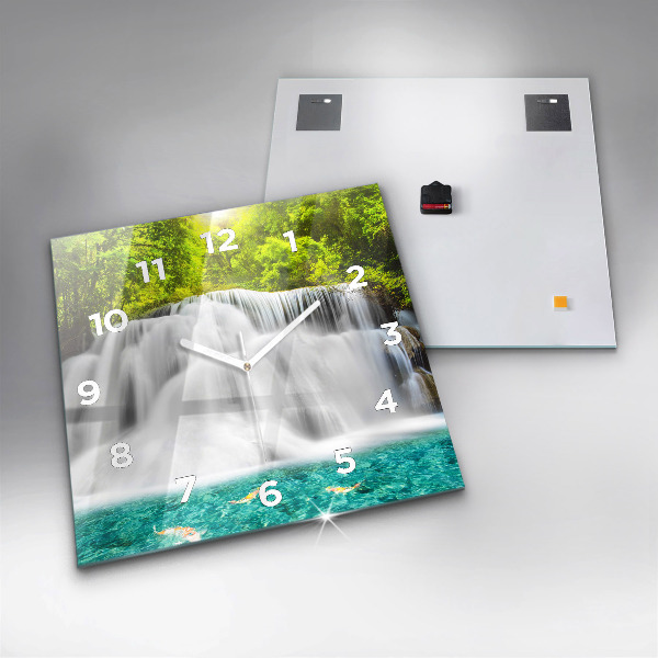 Square wall clock Waterfall in Thailand