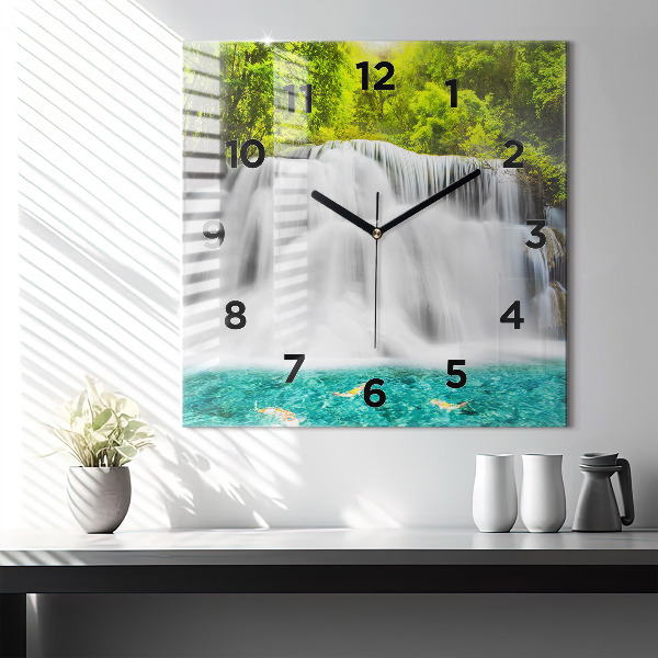 Square wall clock Waterfall in Thailand