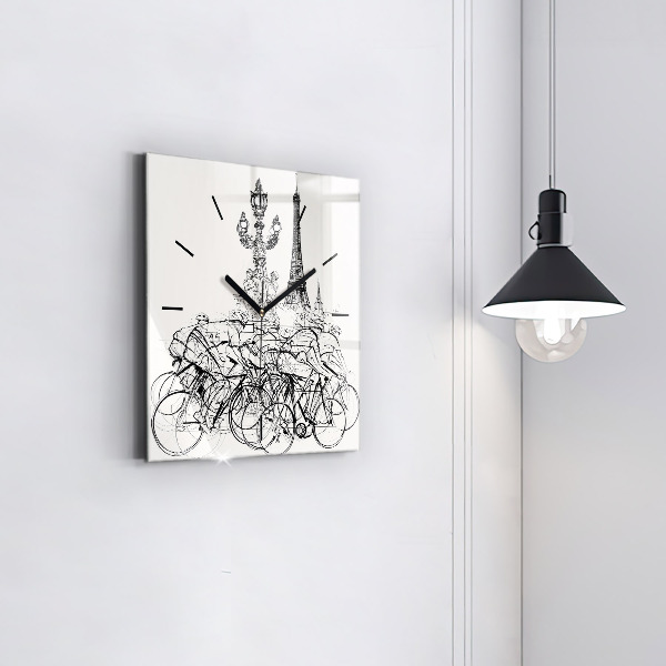 Square wall clock Cycling race drawing