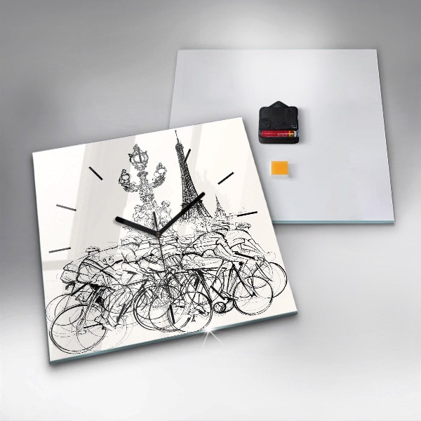 Square wall clock Cycling race drawing
