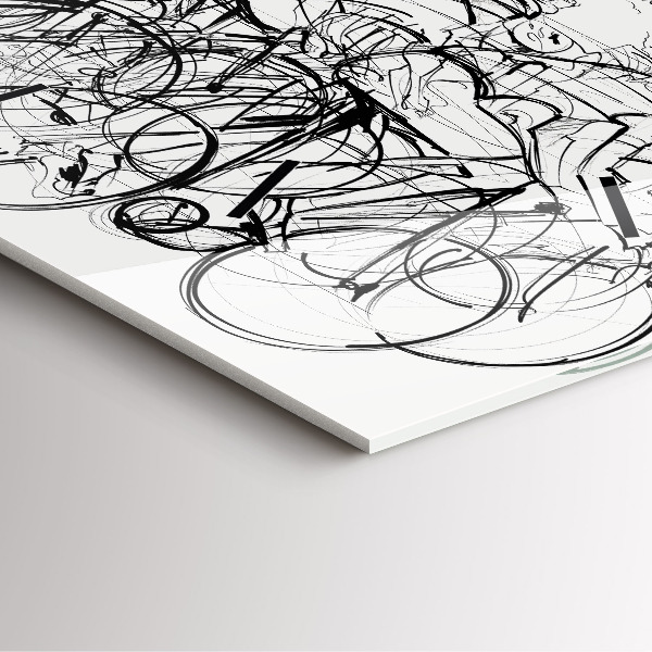 Square wall clock Cycling race drawing