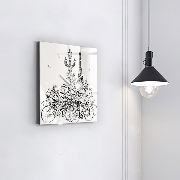 Square wall clock Cycling race drawing