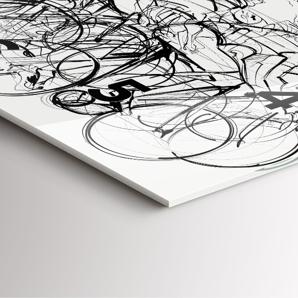 Square wall clock Cycling race drawing