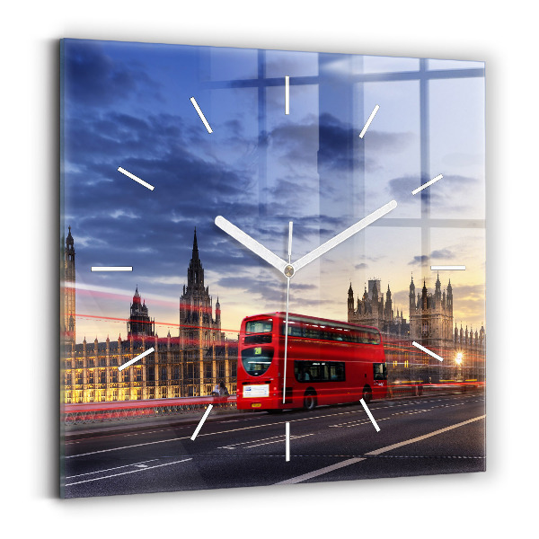 Square wall clock Red London Bus