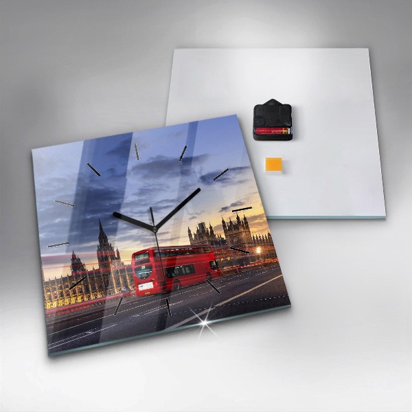 Square wall clock Red London Bus