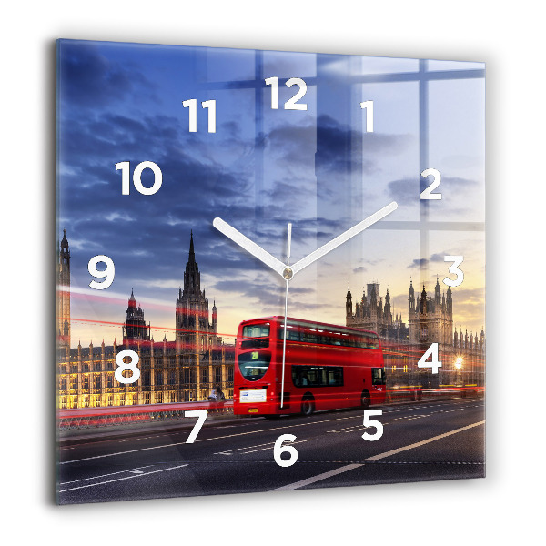 Square wall clock Red London Bus
