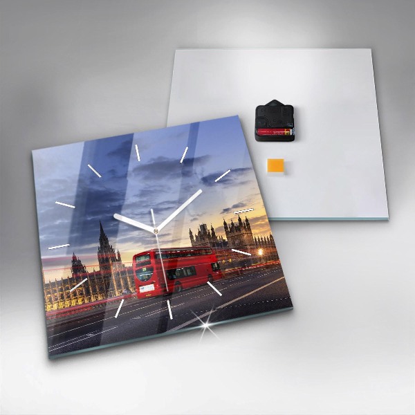 Square wall clock Red London Bus