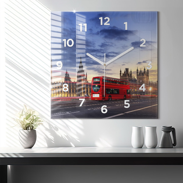 Square wall clock Red London Bus
