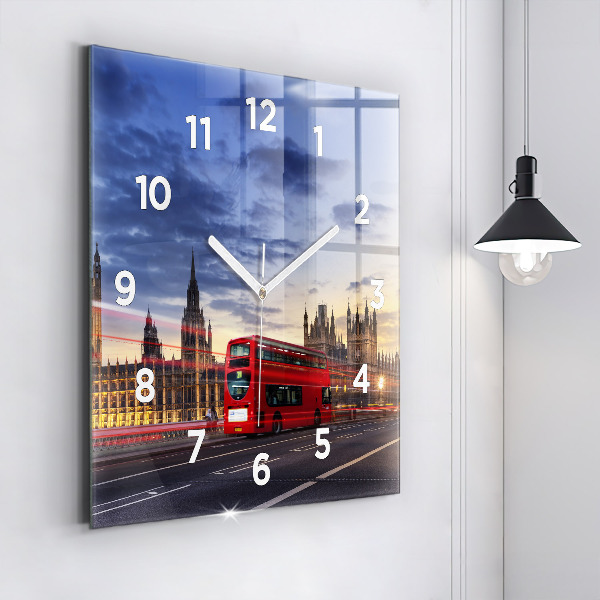 Square wall clock Red London Bus