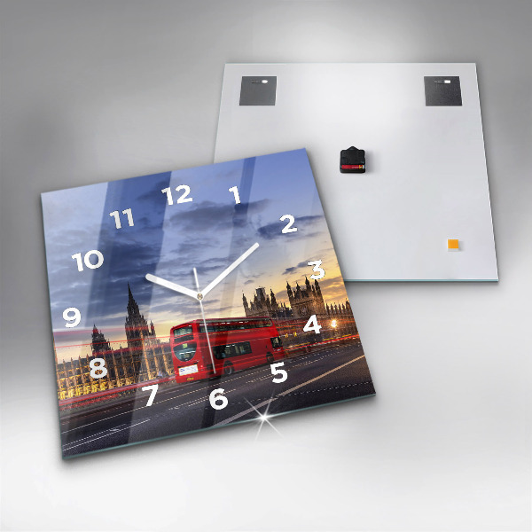 Square wall clock Red London Bus