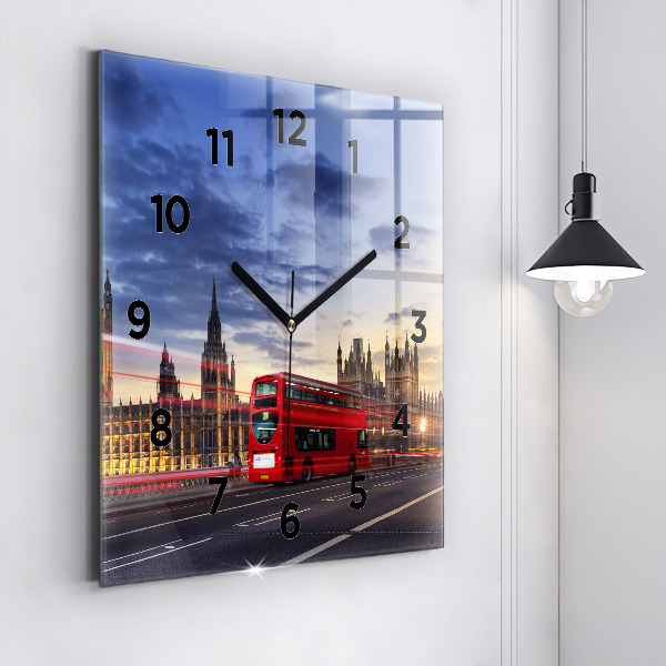 Square wall clock Red London Bus