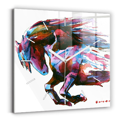 Square wall clock A horse on the run