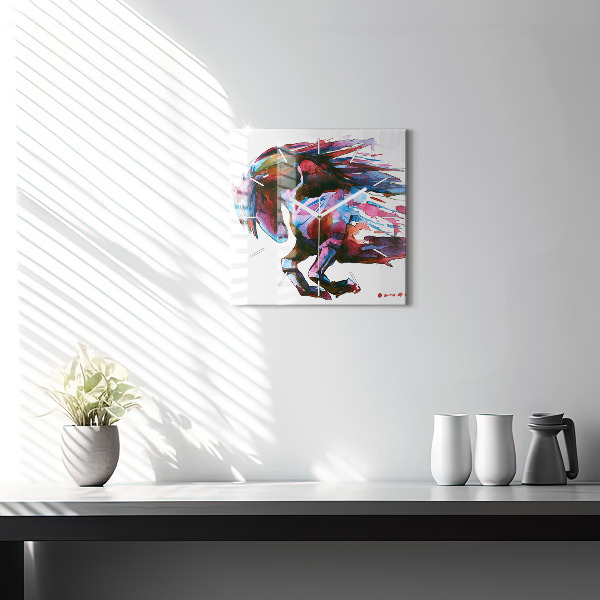Square wall clock A horse on the run