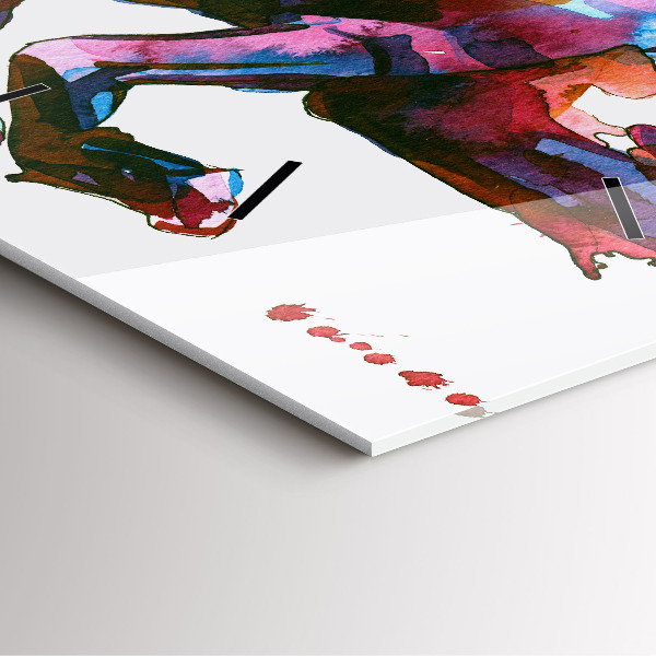 Square wall clock A horse on the run