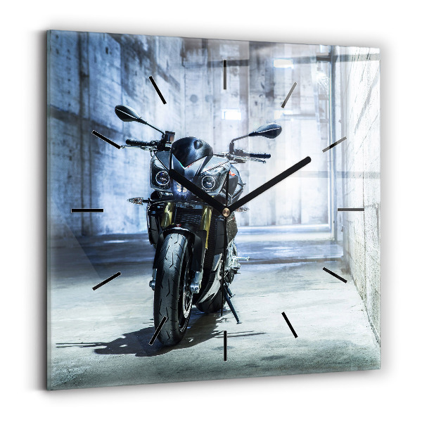 Square wall clock Motorcycle in the alley