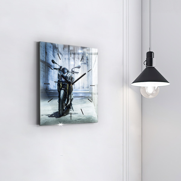Square wall clock Motorcycle in the alley