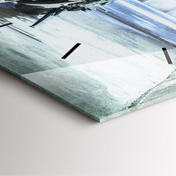 Square wall clock Motorcycle in the alley