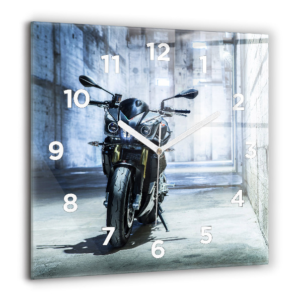 Square wall clock Motorcycle in the alley