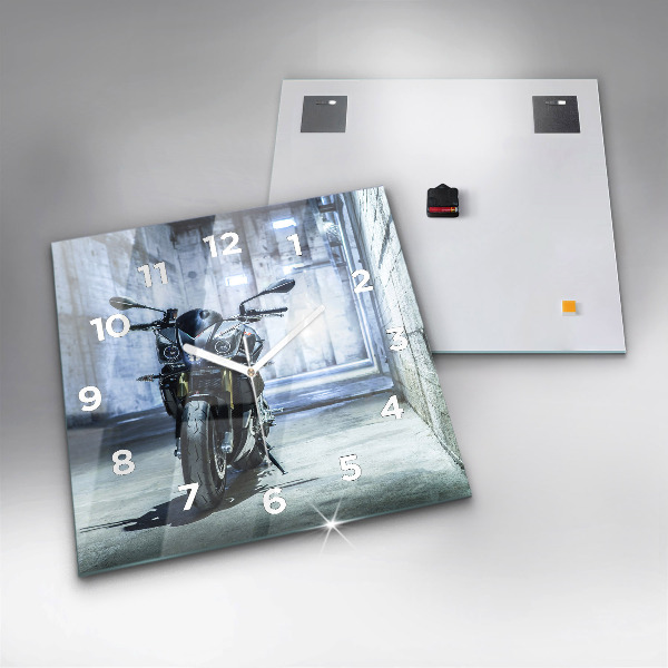 Square wall clock Motorcycle in the alley