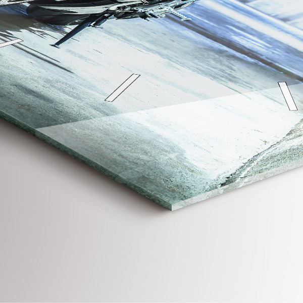 Square wall clock Motorcycle in the alley