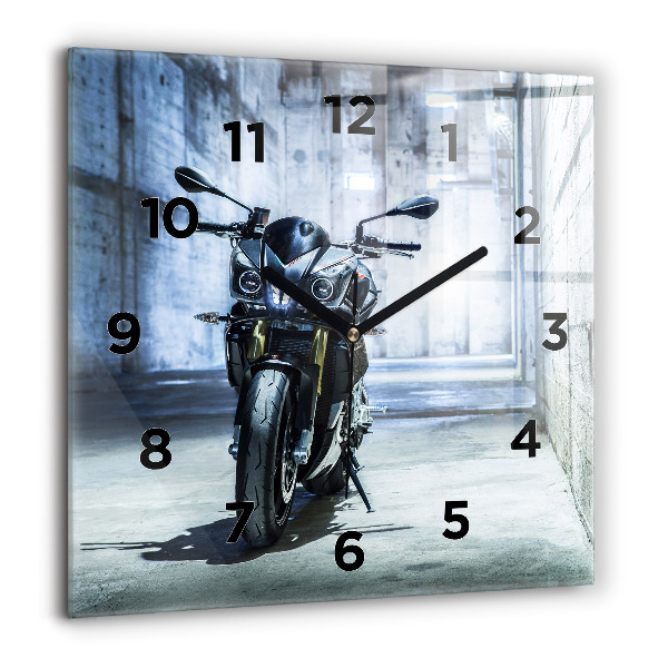 Square wall clock Motorcycle in the alley