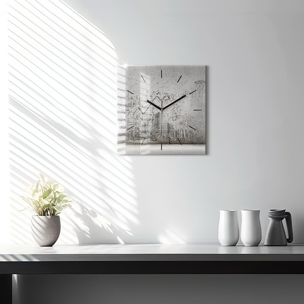 Square wall clock Sketch of the City