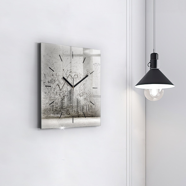 Square wall clock Sketch of the City