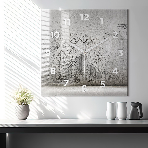 Square wall clock Sketch of the City
