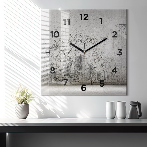 Square wall clock Sketch of the City